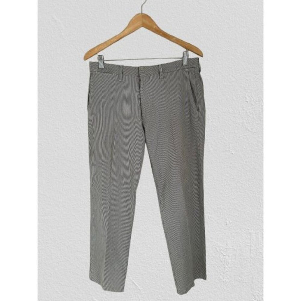 J.Crew 100% Cotton Gray & White Pinstripe Dress Pants With Flat Front & Belt Loo